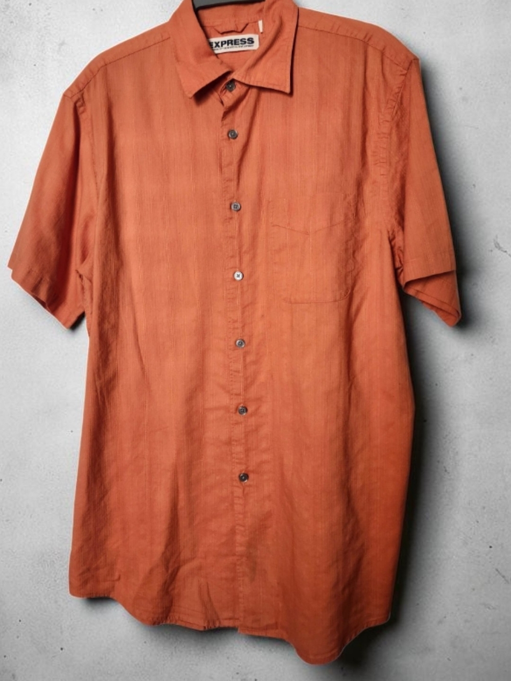Express Men's Short Sleeve Button-Up Shirt - Rust